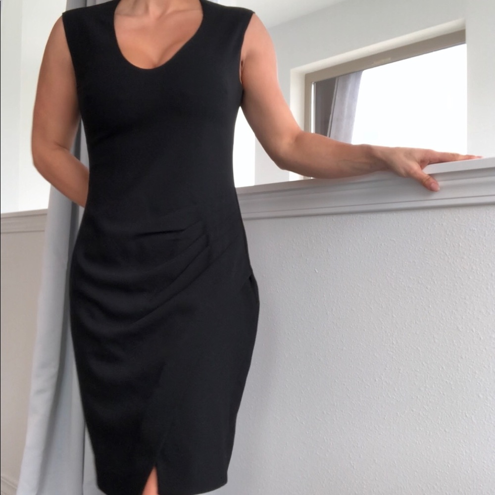 Classy - career length black pleated dress